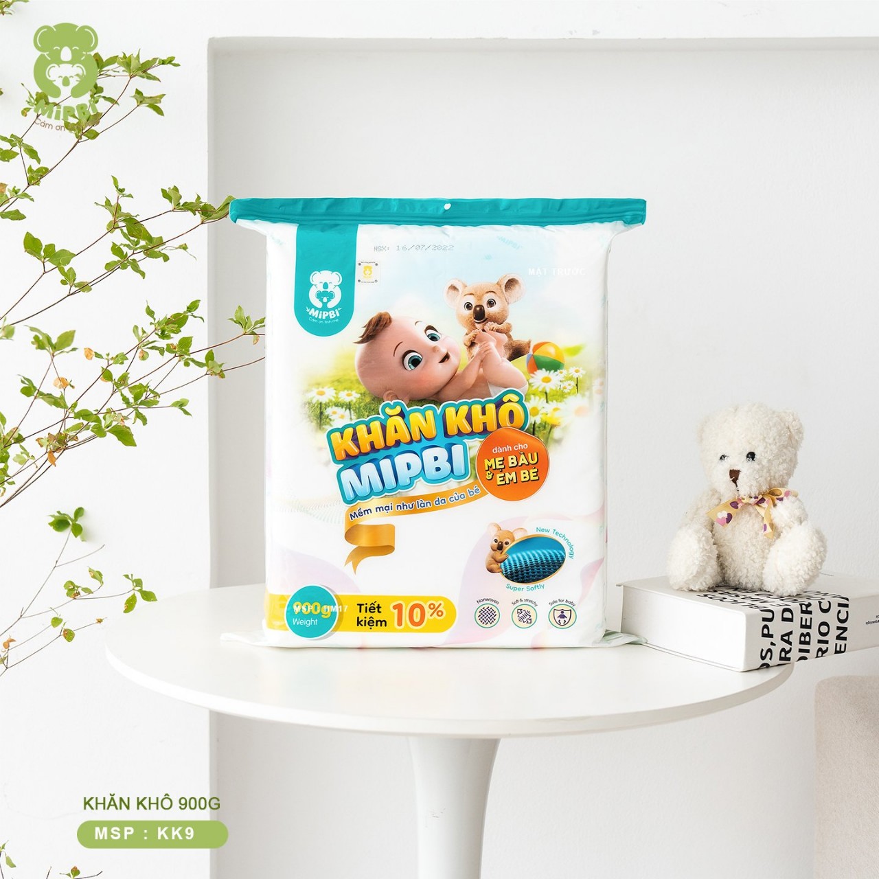 Khăn khô đa năng mipbi cho mẹ và bé loại 600g