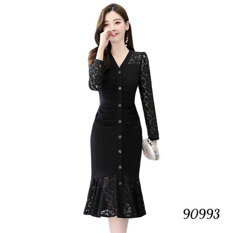 ĐẦM ÔM DÀI TAY DỰ TIỆC ĐUÔI CÁ SIÊU DỄ THƯƠNG