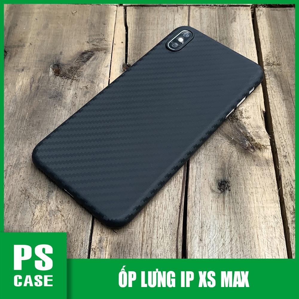 Ốp lưng siêu mỏng, vân carbon dành cho  iPhone XS Max - Màu đen - PS Case Phân Phối