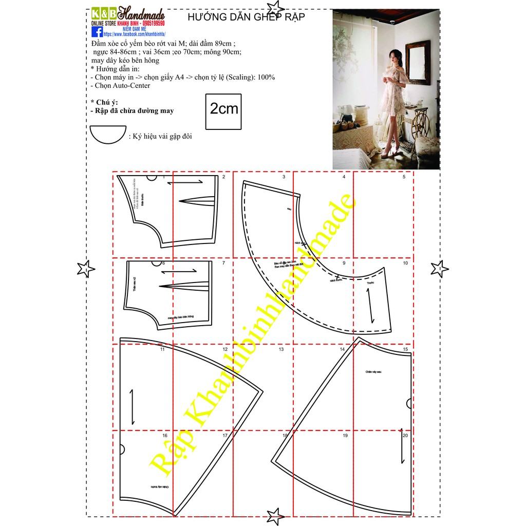 Rập giấy đầm xòe trễ vai mã 1263 (BẢN VẼ)