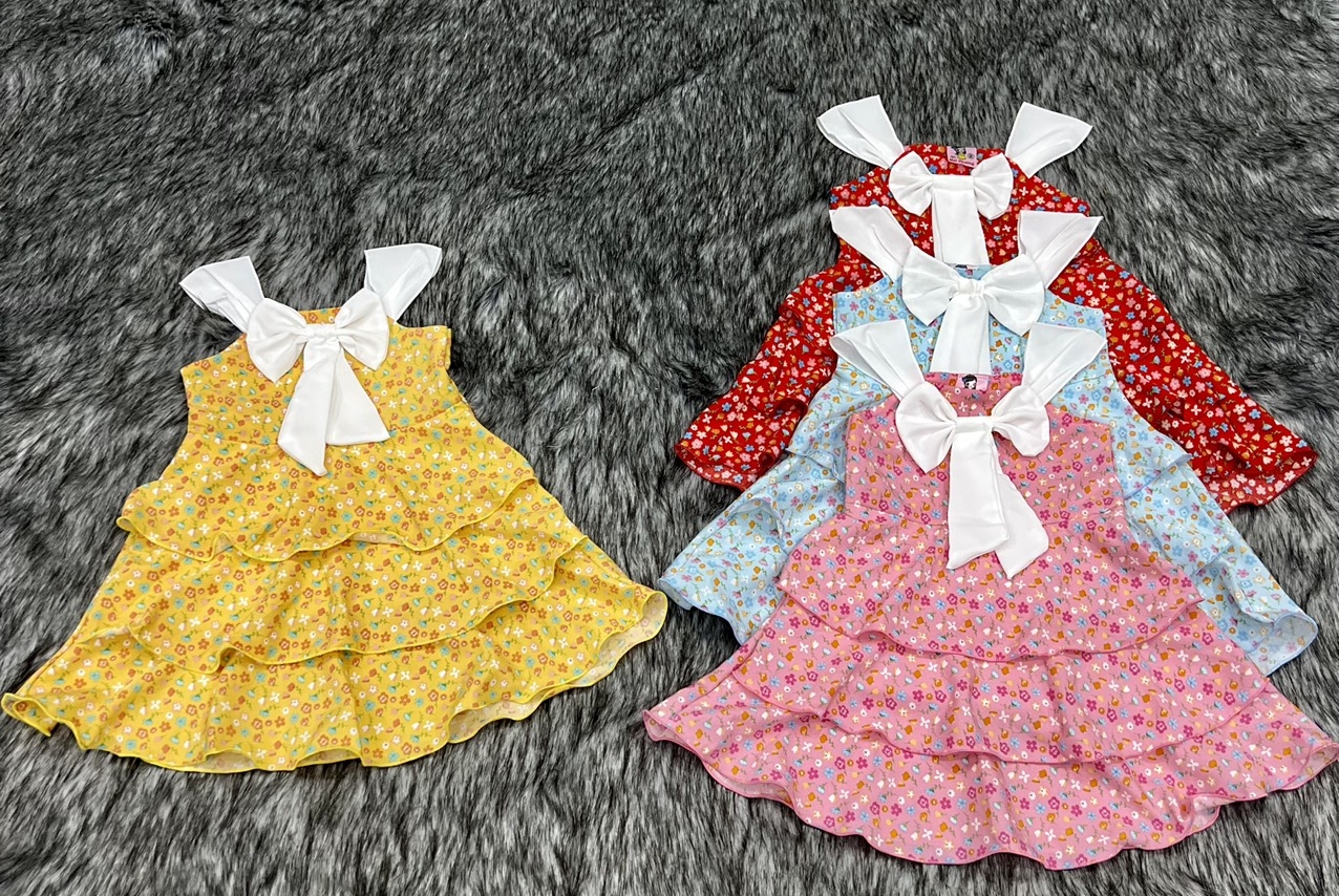 Đầm Lụa Cánh Tiên Hoa Bé (8-16kg) (Giao màu ngẫu nhiên)