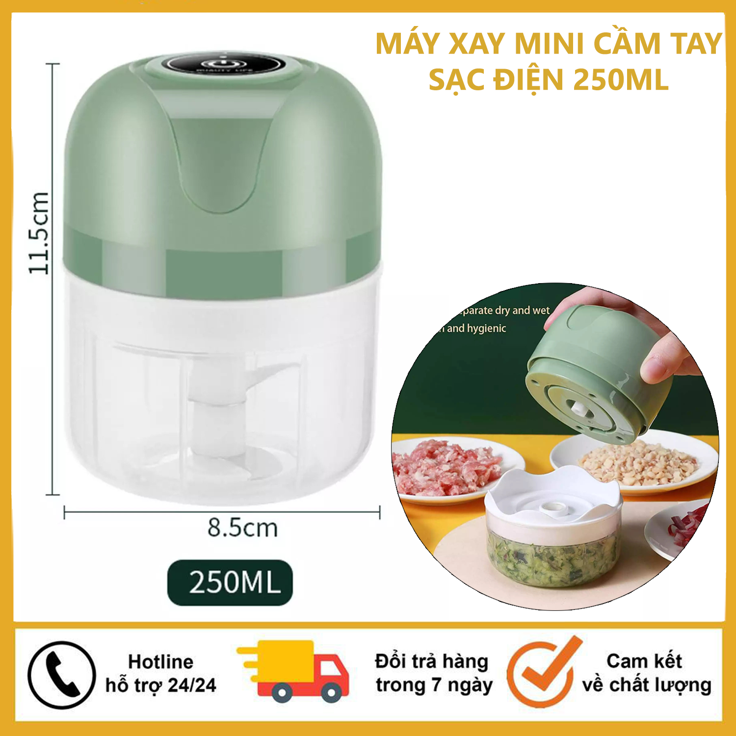 Máy xay cầm tay mini - Máy xay tỏi ớt LOẠI TỐT, máy xay hạt khô,xay sinh tố, xay thịt,rau củ quả các loại-Máy xay gia vị hành tỏi ớt mini,say sinh tố bằng điện sạc pin bằng tay, máy xay đồ ăn dặm cho bé an toàn tiện lợi...