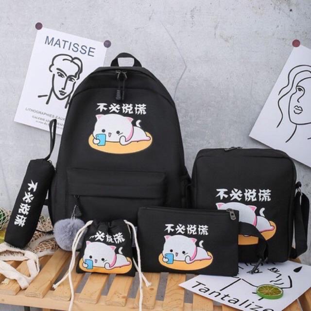[HCM]BALO THỜI TRANG 4 MÓN MÈO ĐỌC SÁCH