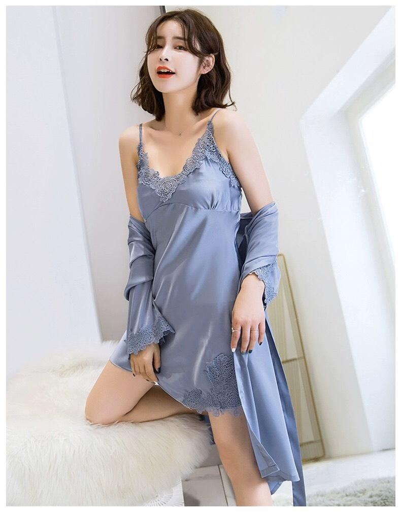 Sét đồ ngủ lụa 5 món dễ thương - S4995 (kèm đệm ngực)