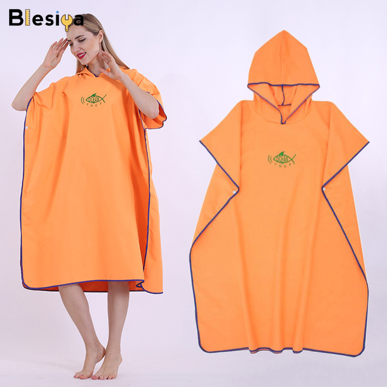 Áo poncho lướt sóng blesiya, áo choàng thay đồ nhanh khô khăn lướt sóng, áo choàng có mũ