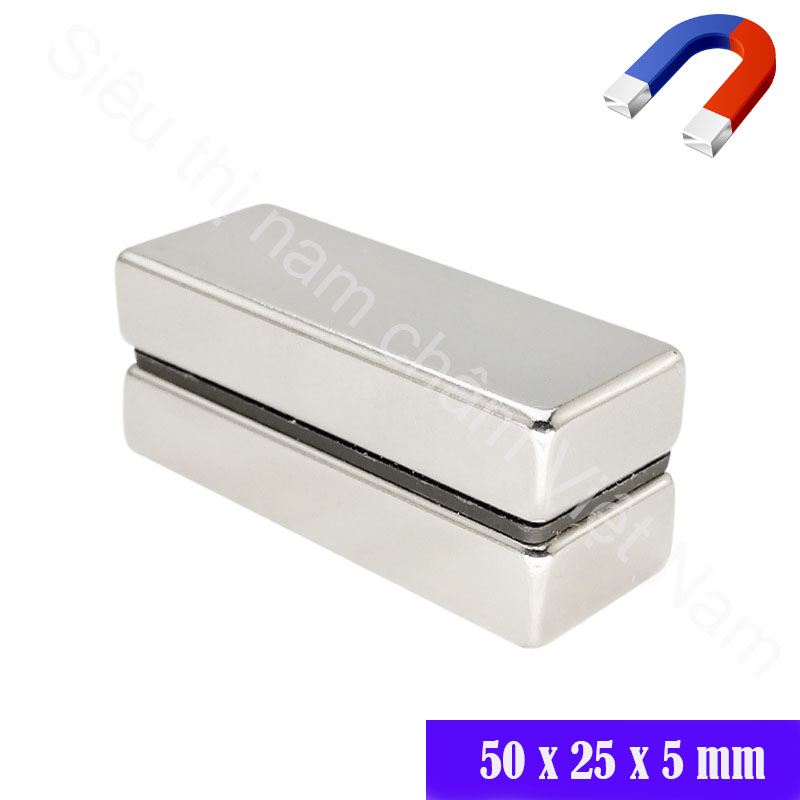 Nam châm vĩnh cửu màu trắng kích thước 50x25x5mm, loại nam châm có lực hút siêu mạnh