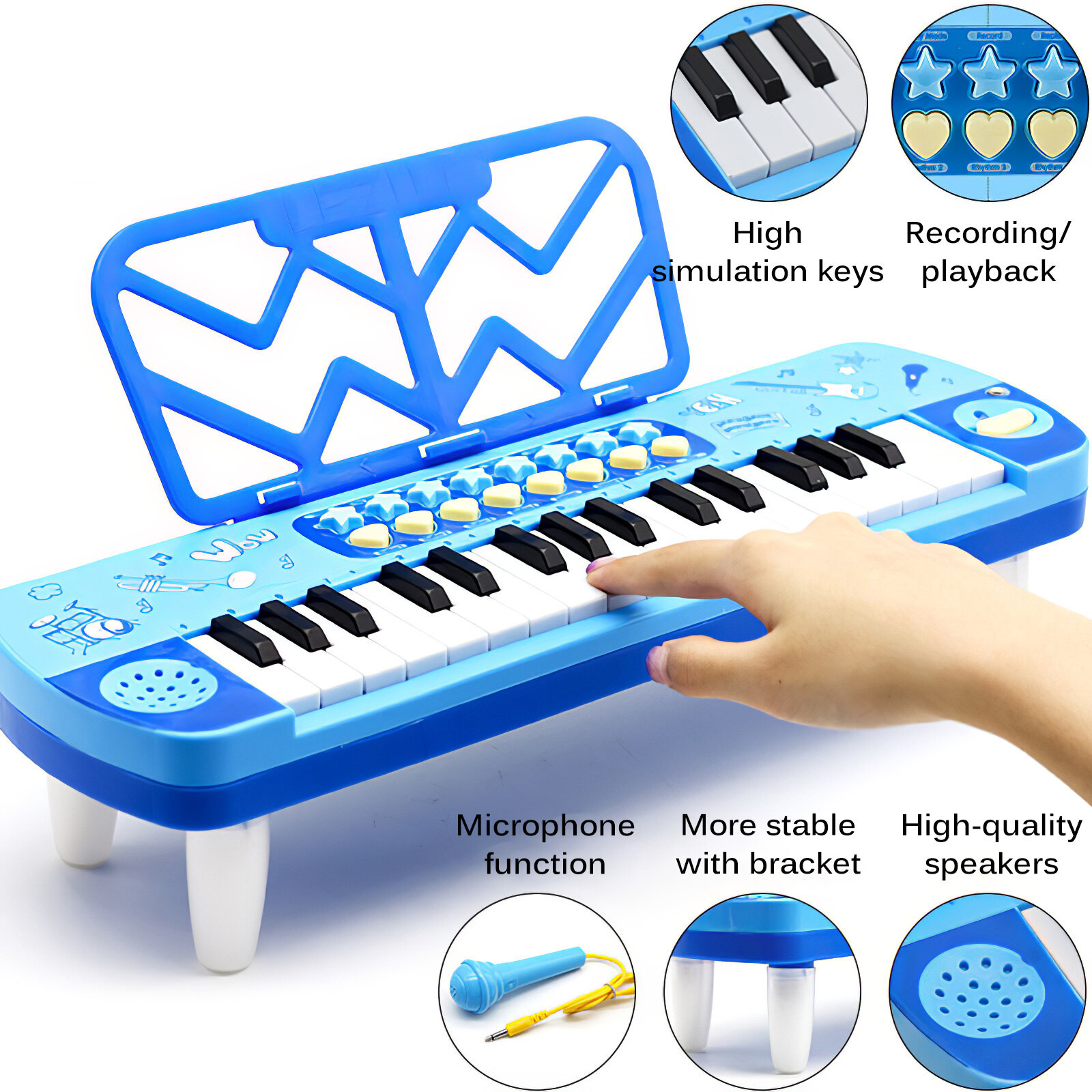 Đồ Chơi Đàn Piano Cho Bé Có Đèn Nhạc Và Micro  Chuẩn Âm