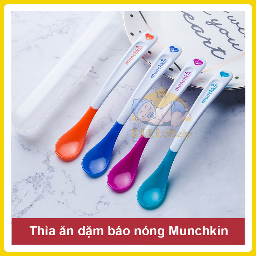 [Tách set] Thìa ăn dặm, thìa báo nóng MUNCHKIN Mỹ
