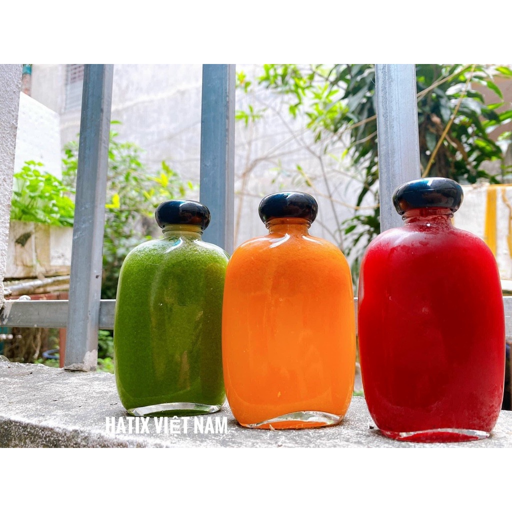 Chai dẹp 350ml nắp nhựa, chai thuỷ tinh dẹp bầu 350ml đựng cafe