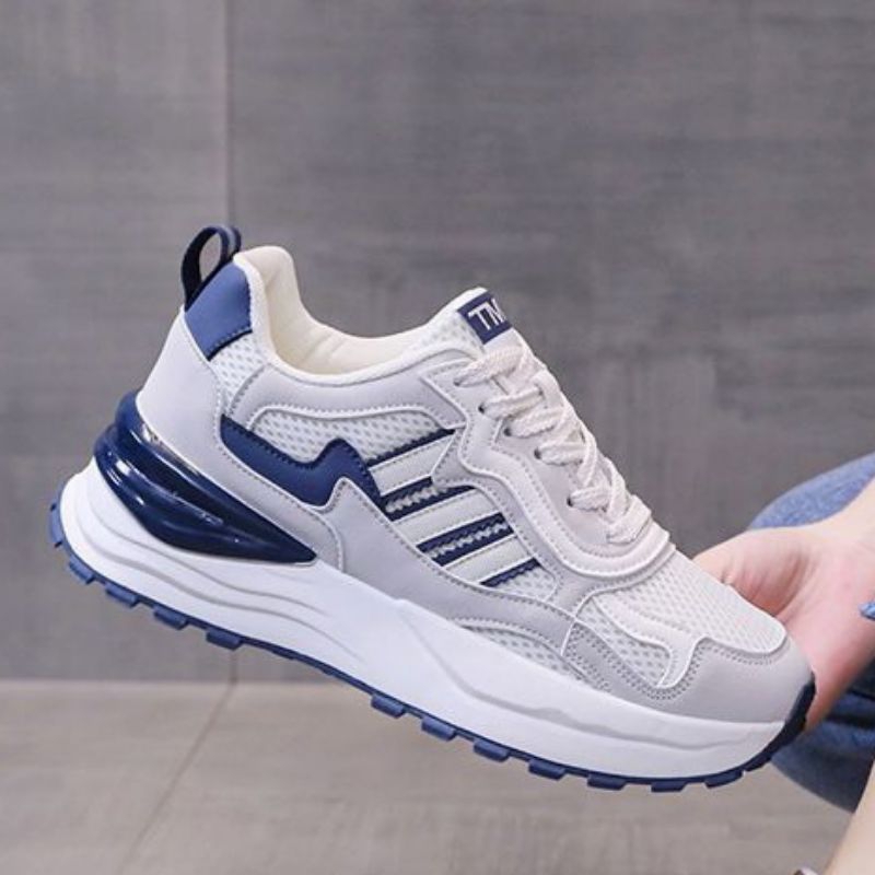 Giày sneaker thể thao nữ lưới sọc cao cấp siêu nhẹ papo