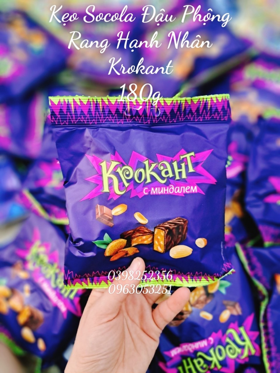 Kẹo tím Nga Krokant socola hạnh nhân 180g