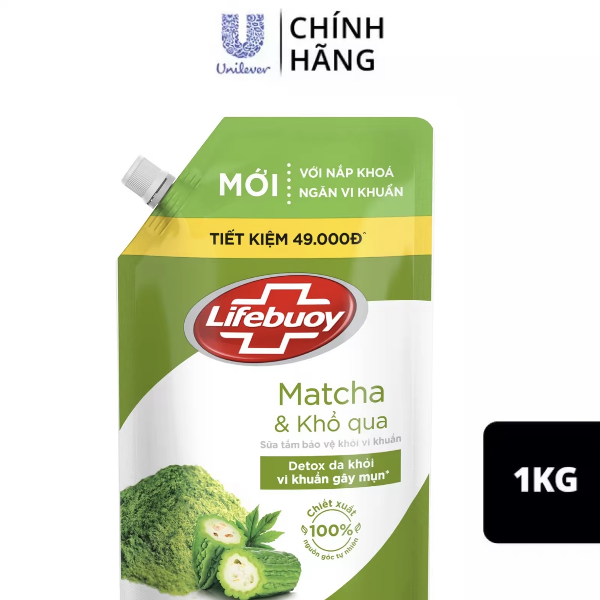 Túi sữa tắm Lifebuoy Detox Trà Xanh & Khổ qua 1KG