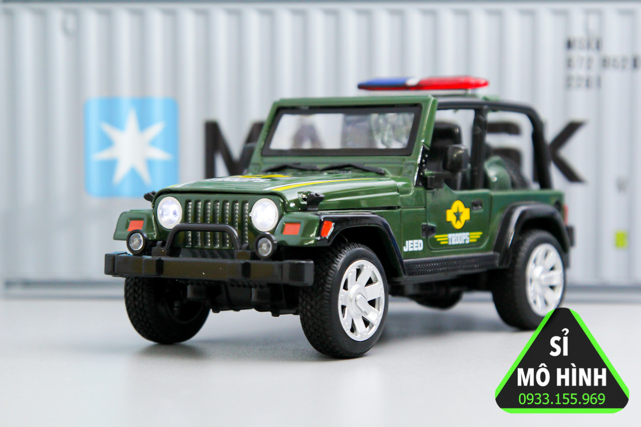 [HCM][ Sỉ Mô Hình ] Mô hình xe Jeep Rubicon mui trần Army 1:32