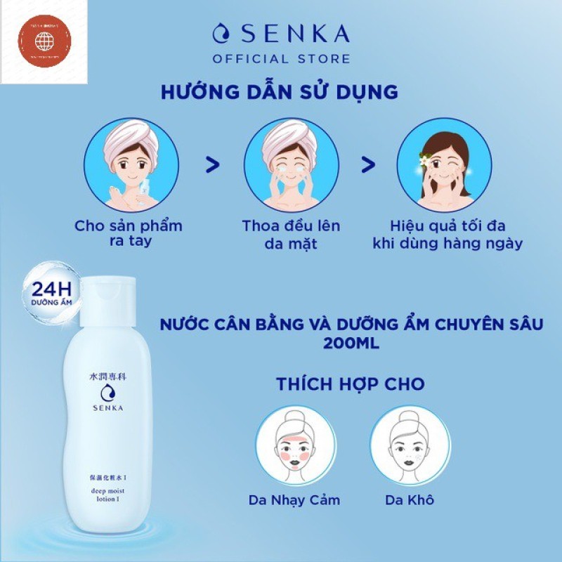 (NK chính hãng) Nước cân bằng da và dưỡng ẩm chuyên sâu SENKA deep moist lotion 200ml giá rẻ