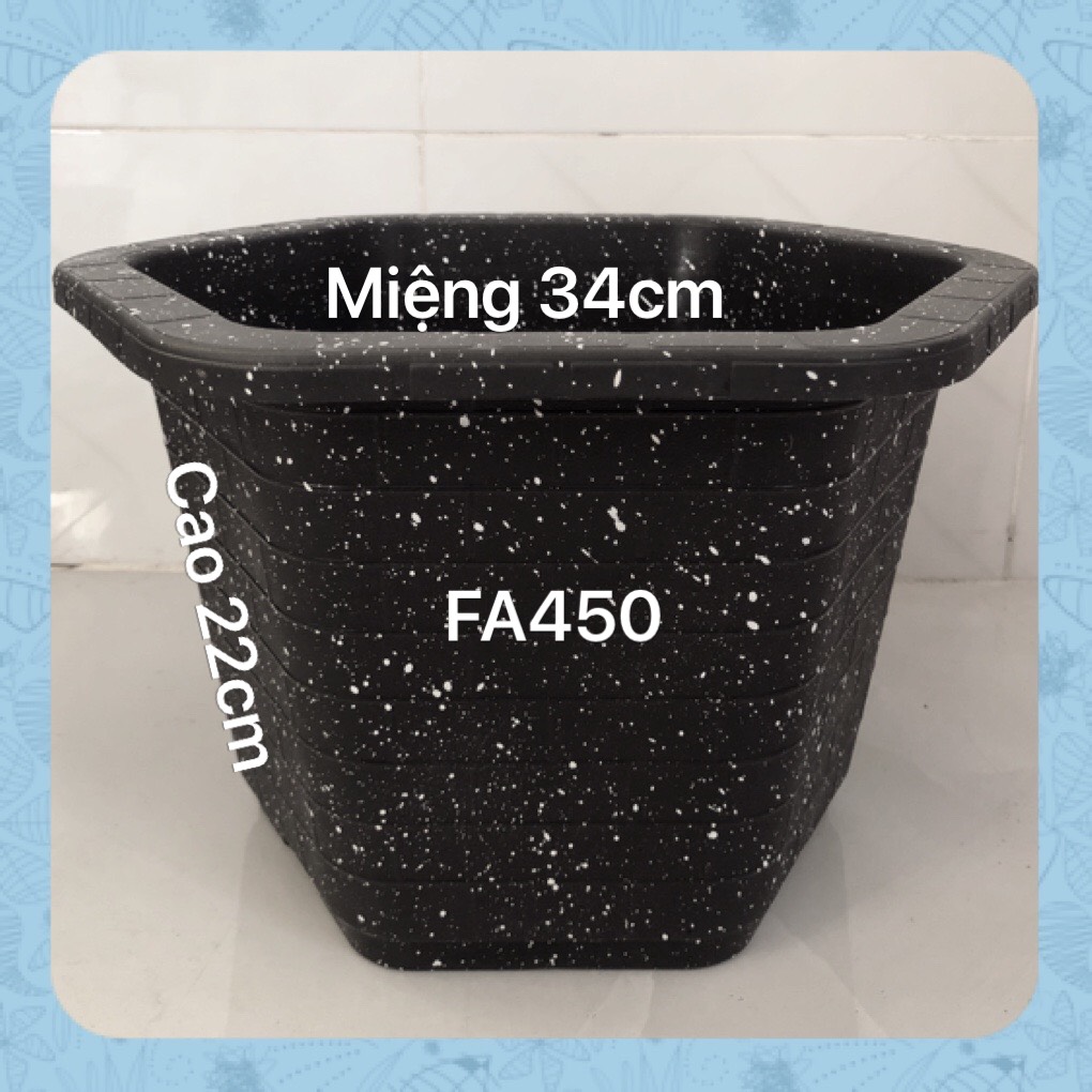 Chậu nhựa trồng cây 10 cái FA450 vân đá đen