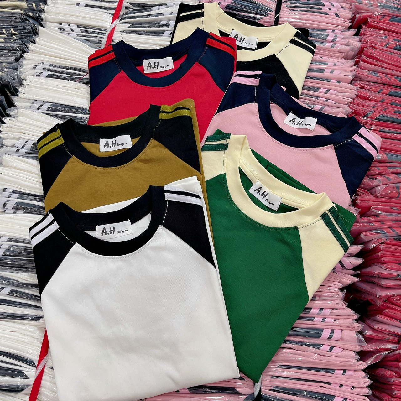 Áo thun dáng ôm nữ phối sọc tay RAGLAN ( RAGLAN CT MỚI )