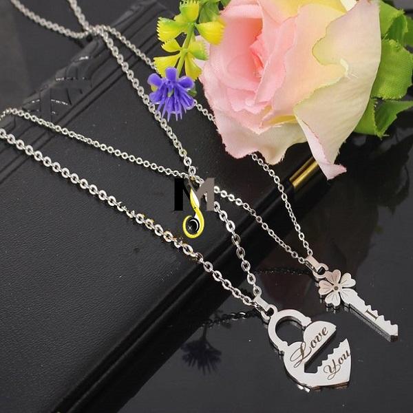 Dây chuyền cặp đôi tình yêu ổ khóa - chìa khóa trái tim - giá rẻ, cực xinh