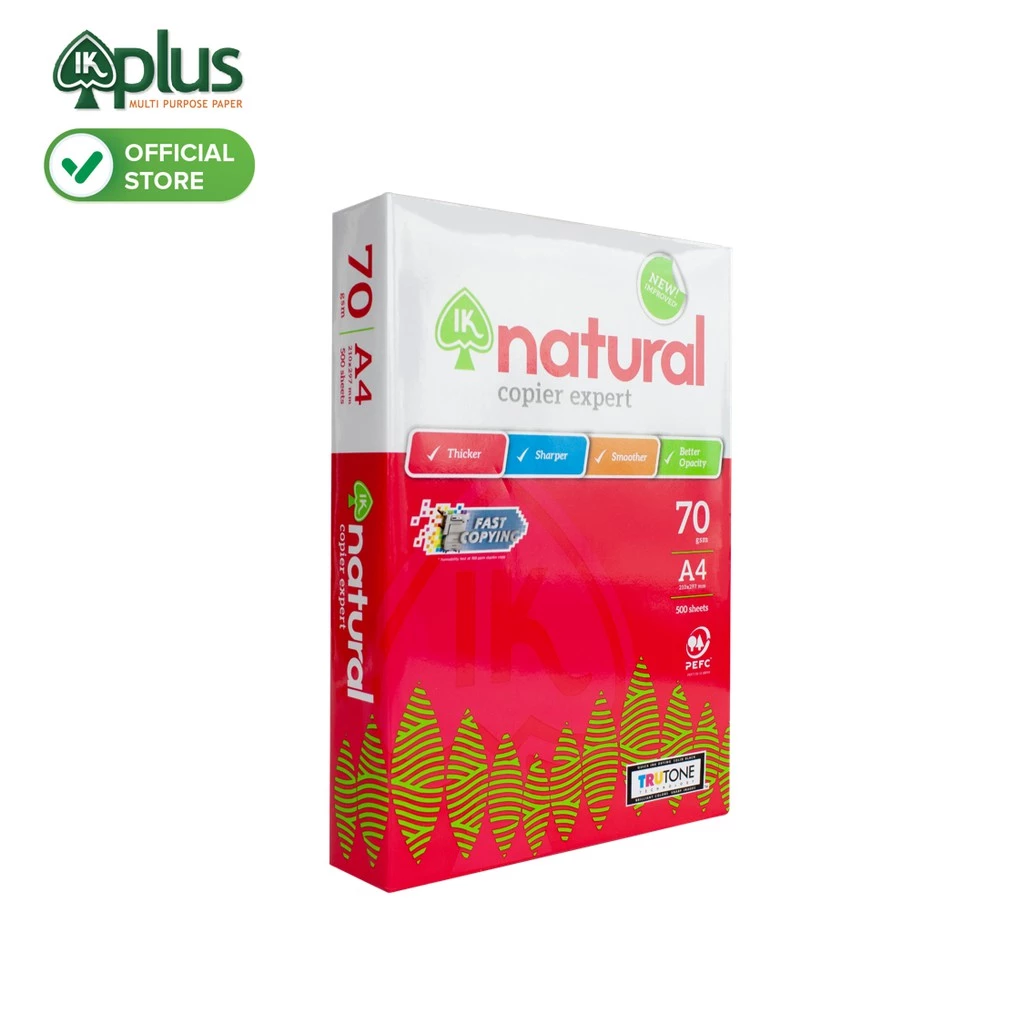 1 Ream 500 Tờ Giấy IK Natural 70gsm Khổ A4 - Giấy in văn phòng chính hãng