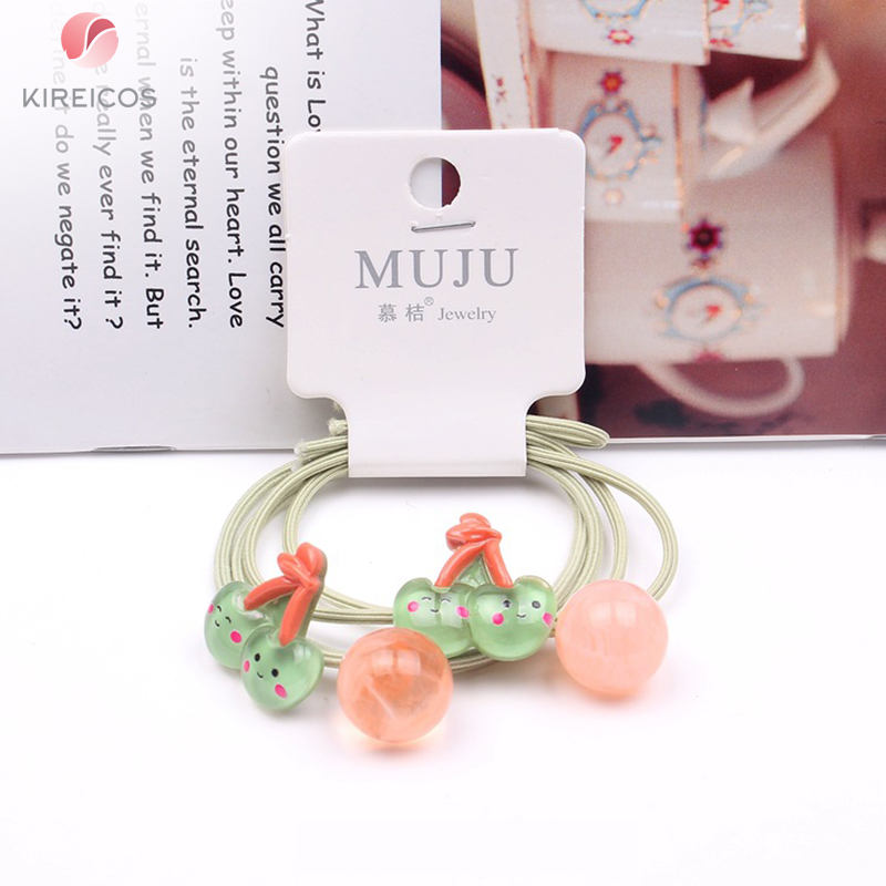 [HCM]Set 2 Sợi Dây Cột Cột Tóc Cho Bé Hình Trái Cây B329