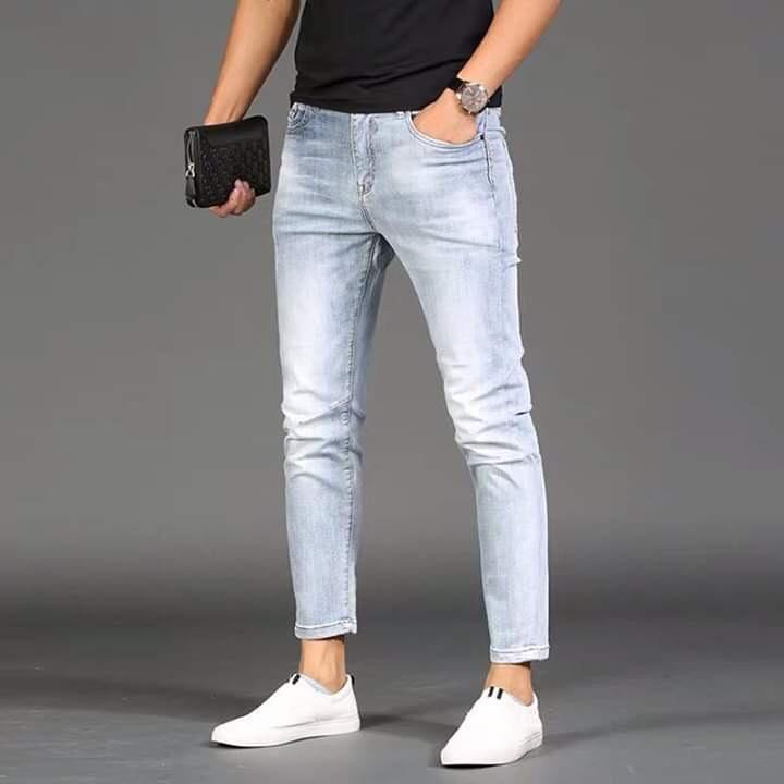 [HCM]Quần jeans nam quần bò nam mẫu  thời trang mẫu xanh trơn wash bạc mới