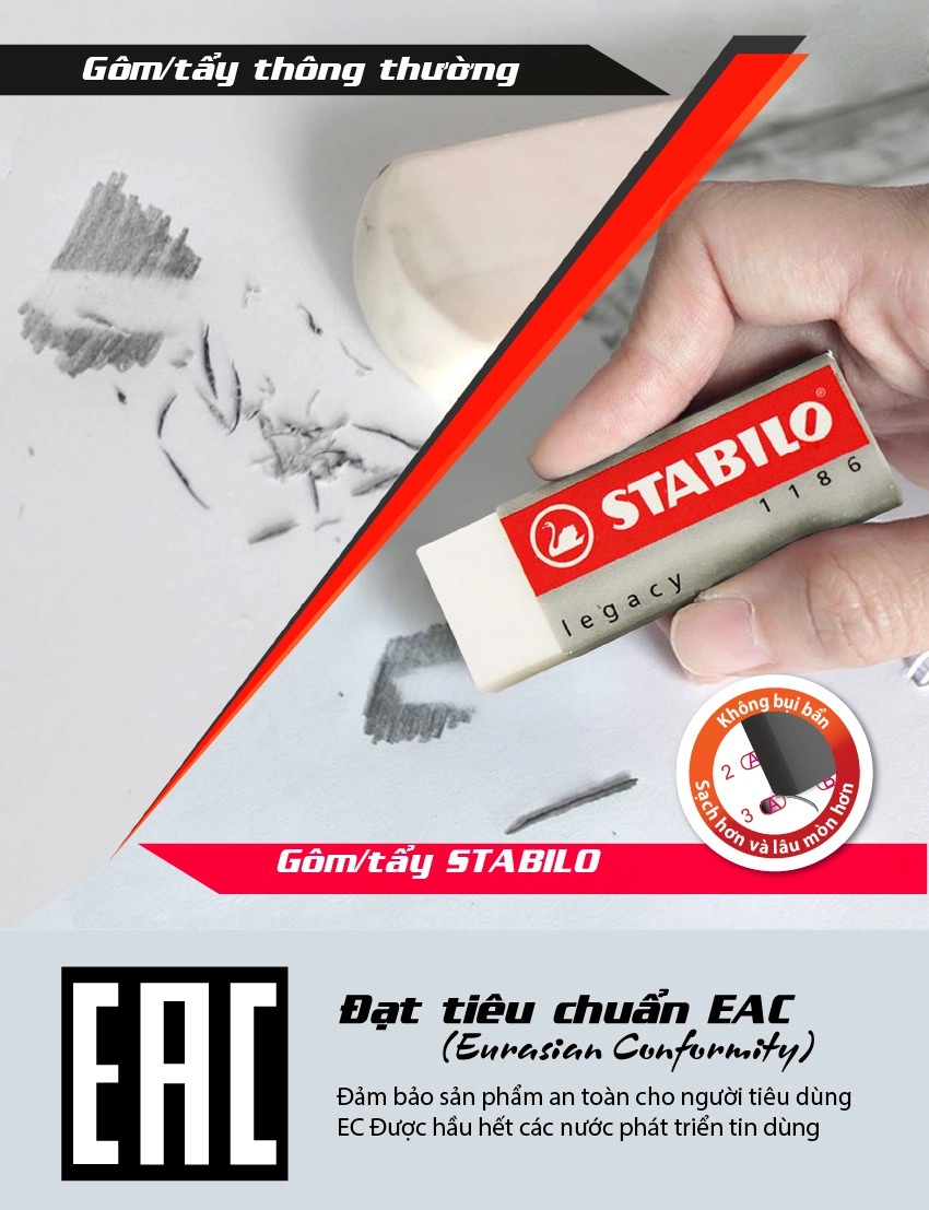 Gôm STABILO Legacy ER186 (Trắng)