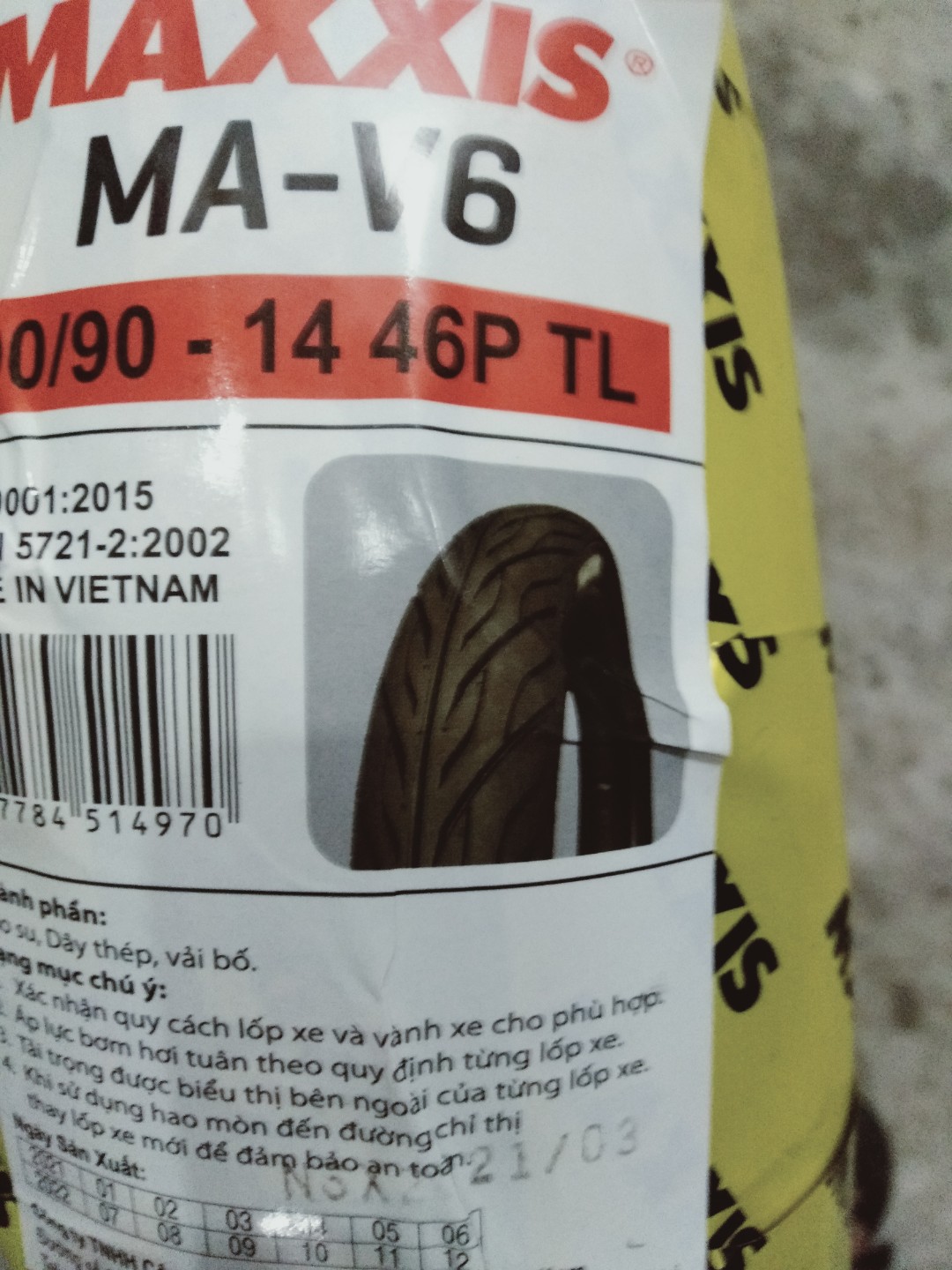 VỎ MAXXIS 90/90-14 MAV6 46P TL cho ab, vision các đời...