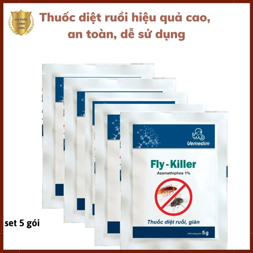 Set 5 gói thu.ốc diệt ruồi Fly Killer, 5g/gói. Diệt ruồi hiệu quả cao, an toàn, dễ sử dụng. Diệt ruồi xung quanh chuồng trại, nhà ở, quán ăn - Avet Shop