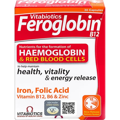 Viên uống Vitabiotics Feroglobin B12 bổ sung sắt (30 viên)
