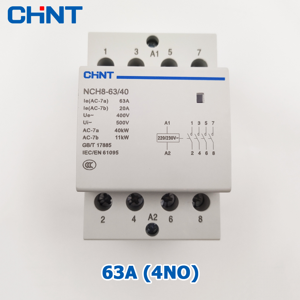 Khởi động từ contactor 2 pha 4p 400v chint 25a 63a