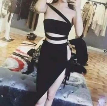 đầm body chéo vai xẻ tà cột nơ sexy
