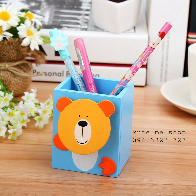 Hộp gỗ cắm bút cho bé