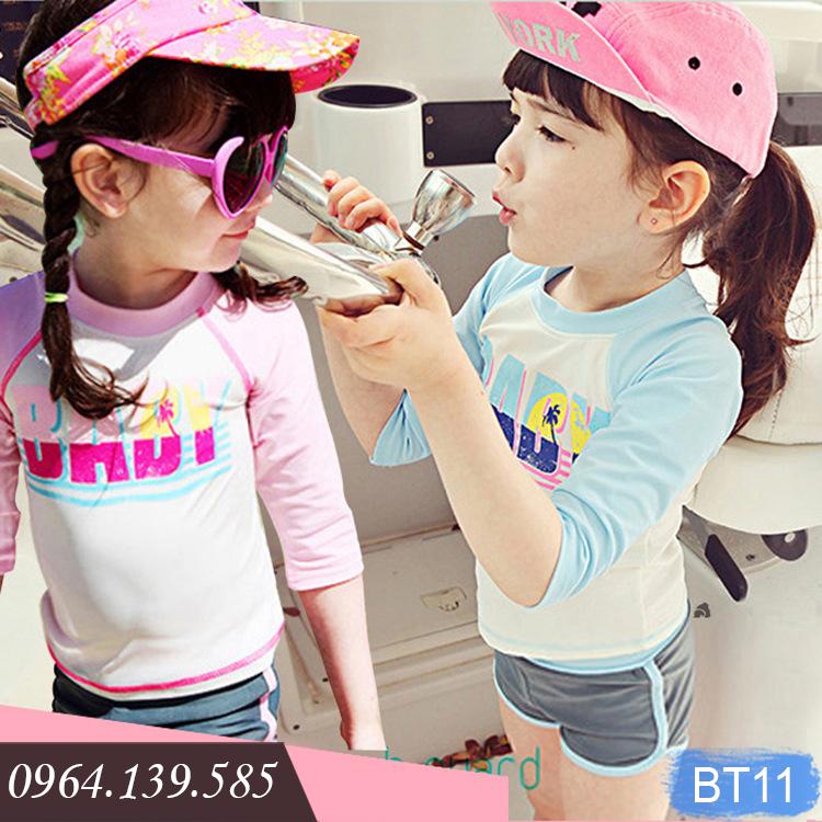 Bộ bơi dài tay quần đùi cho bé gái, chất bơi đẹp
