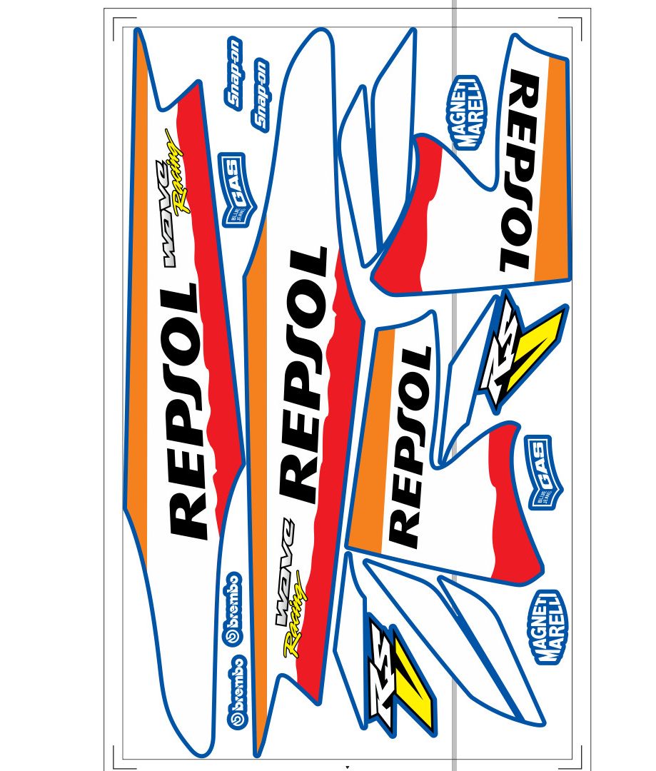 Tem rời wave repsol, decal 3 lớp ko bay màu