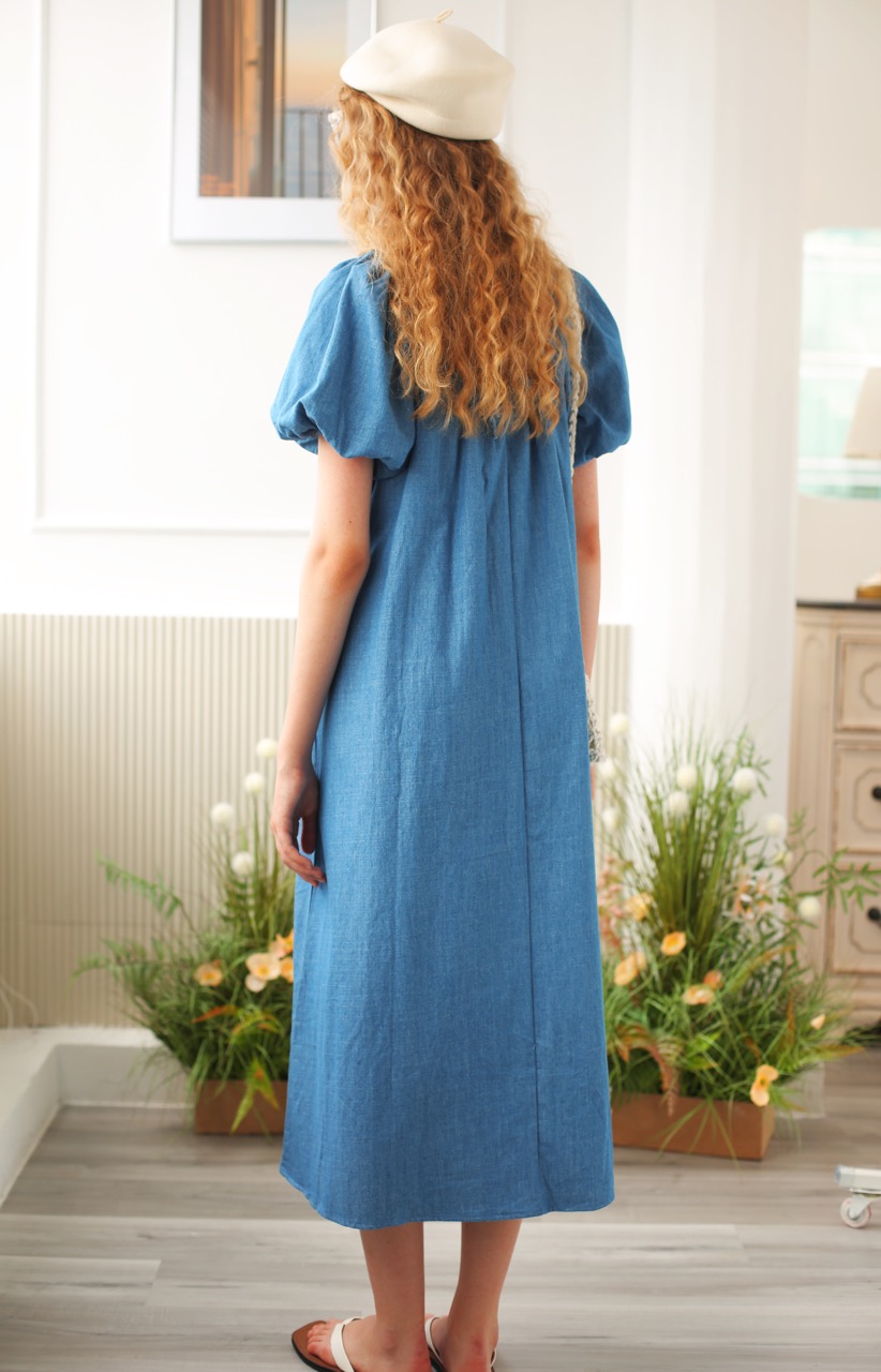MORI - MRD20 Đầm denim tay phồng