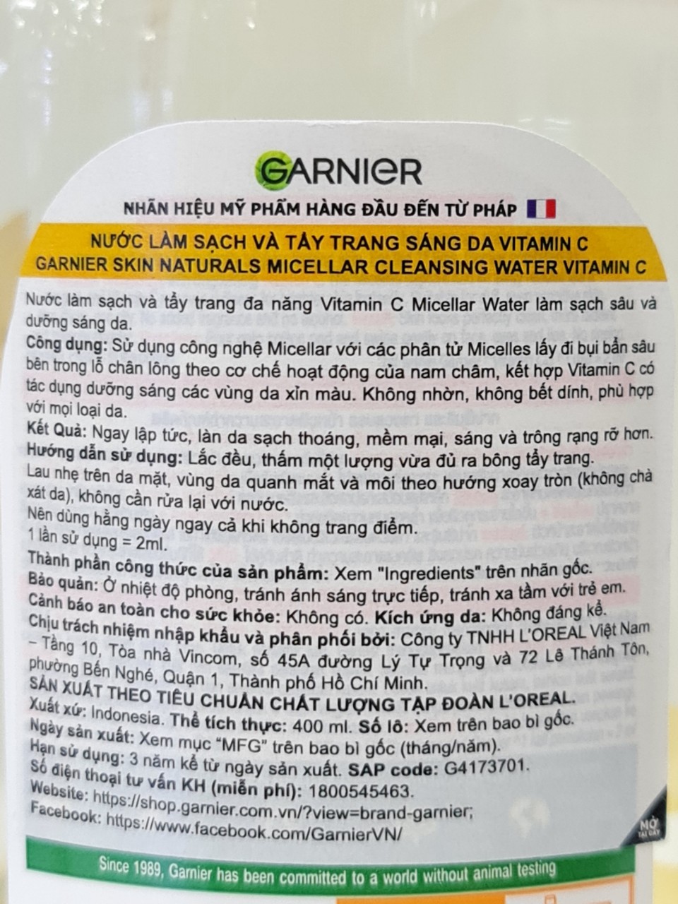Nước Tẩy Trang Garnier Micellar Cleansing Water 400ml