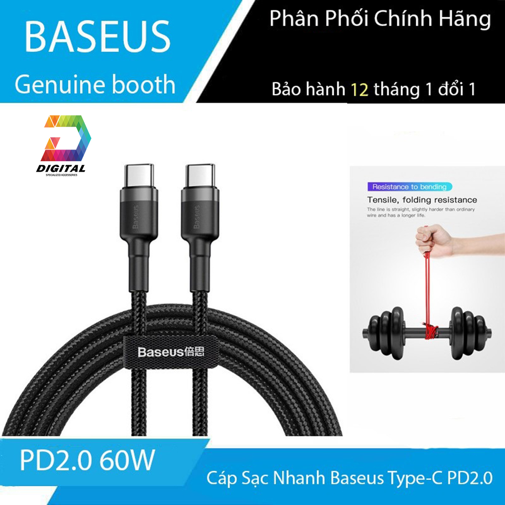 Cáp Sạc Nhanh Type C to Type C PD 2.0 60W Chính Hãng Baseus