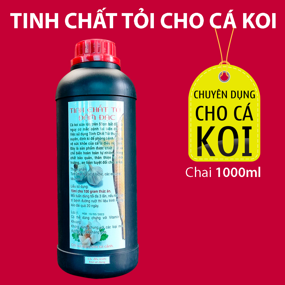 Tinh chất tỏi cho cá Koi hỗ trợ tiêu hoá, tăng sức đề kháng cho cá chép Nhật chai 1000ml