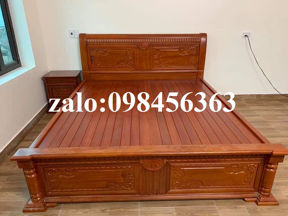 Giường gỗ - Giường chữ X gõ đỏ 2m2x2m