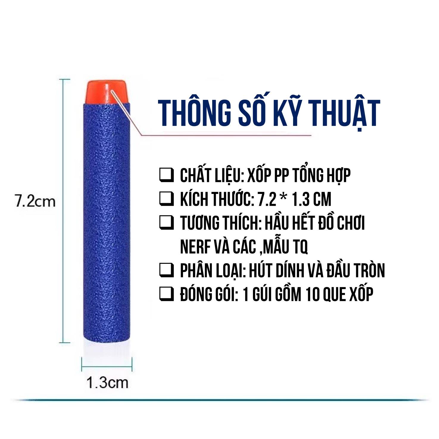 SET 10 Que Xốp Thay Thế Cho Đồ Chơi Nerff Trẻ Em