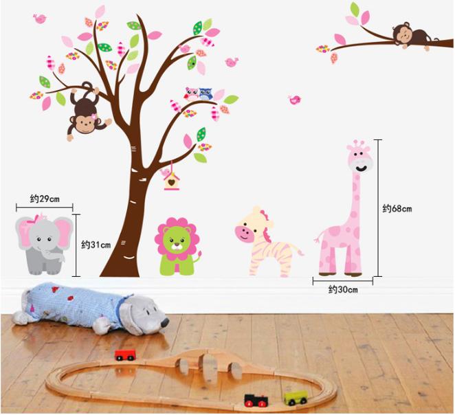 [HCM]Decal trang trí Thú và Cây hồng size lớn
