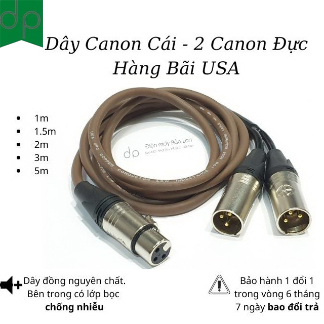 Dây chia Canon 1 cái ra 2 đực, Dây Canon cái ra 2 đầu Canon đực