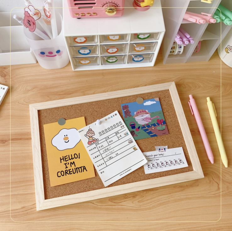 📌Bảng bần khung gỗ/bảng ghim note/ảnh [tặng kèm ghim]
