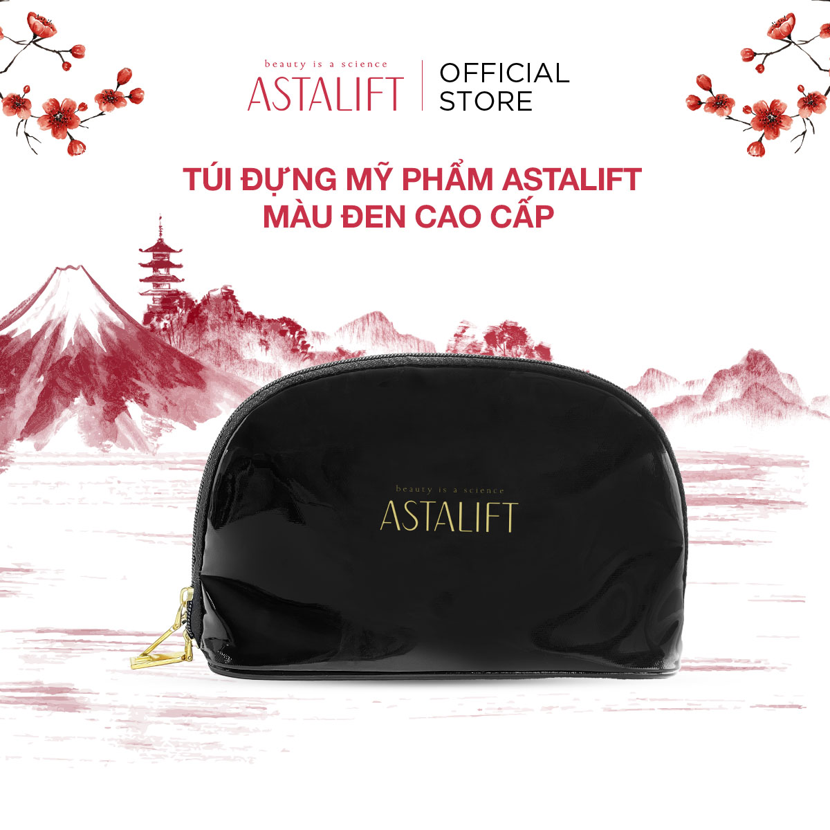 [Quà tặng] Túi Đựng Mỹ Phẩm ASTALIFT Màu Đen Cao Cấp