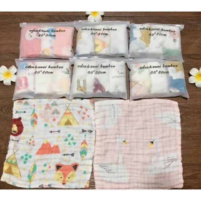 [HCM]Set 5 Khăn sữa 6 lớp kèm túi zip cao cấp