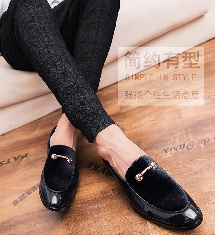 Giầy lười bóng pha da lộn nam