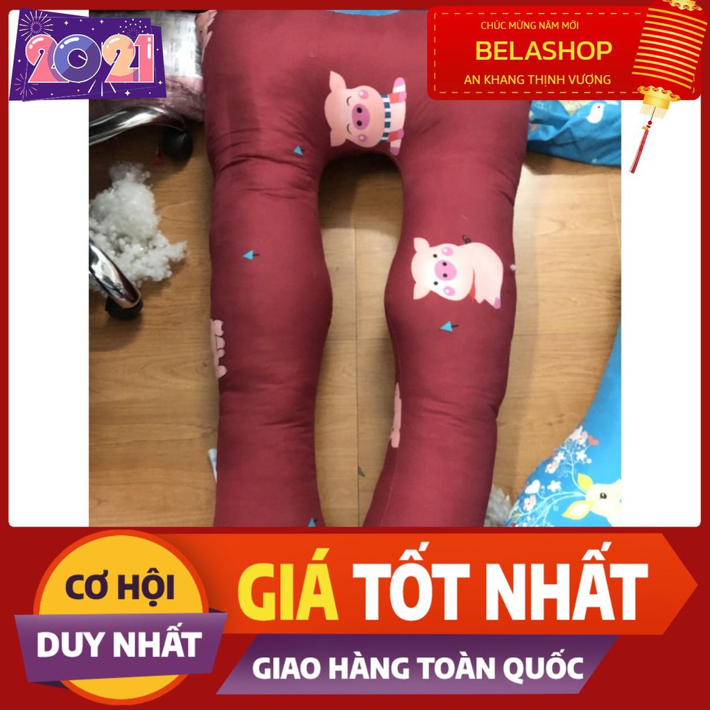 Gối ôm bà bầu chữ u hình heo đỏ