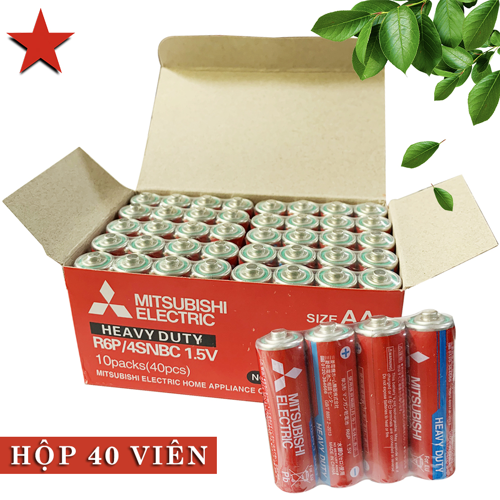 Hộp 40 Viên Pin AA Mitsubishi Electric Tiểu R6P 4SNBC 1.5V Chính Hãng