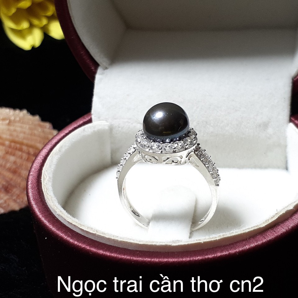Nhẫn ngọc trai thật màu đen sang chảnh