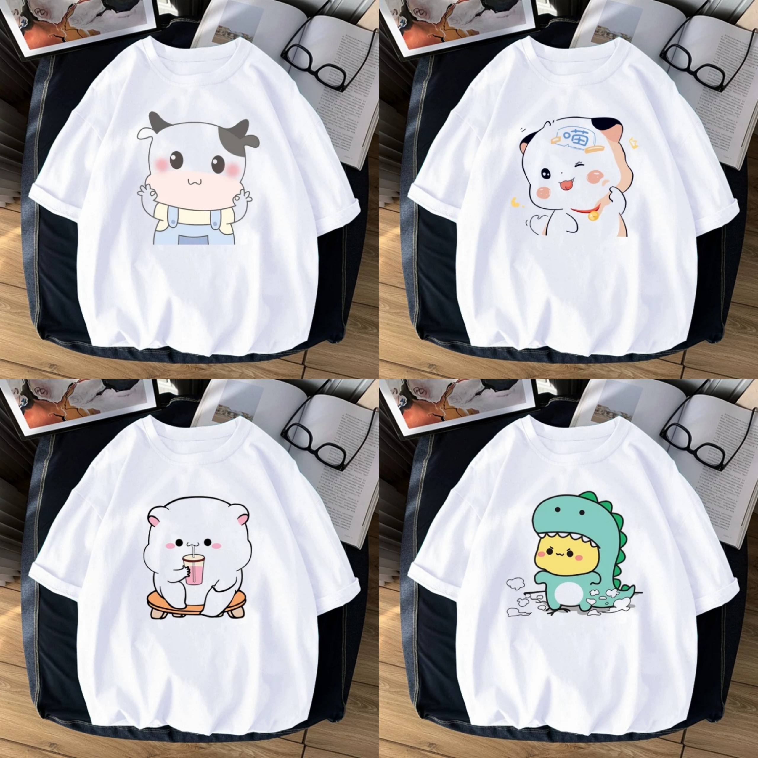 QUẦN ÁO NỮ, SET 3 MÓN ÁO GILE + ÁO THUN TRẮNG + QUẦN KẺ ĐEN