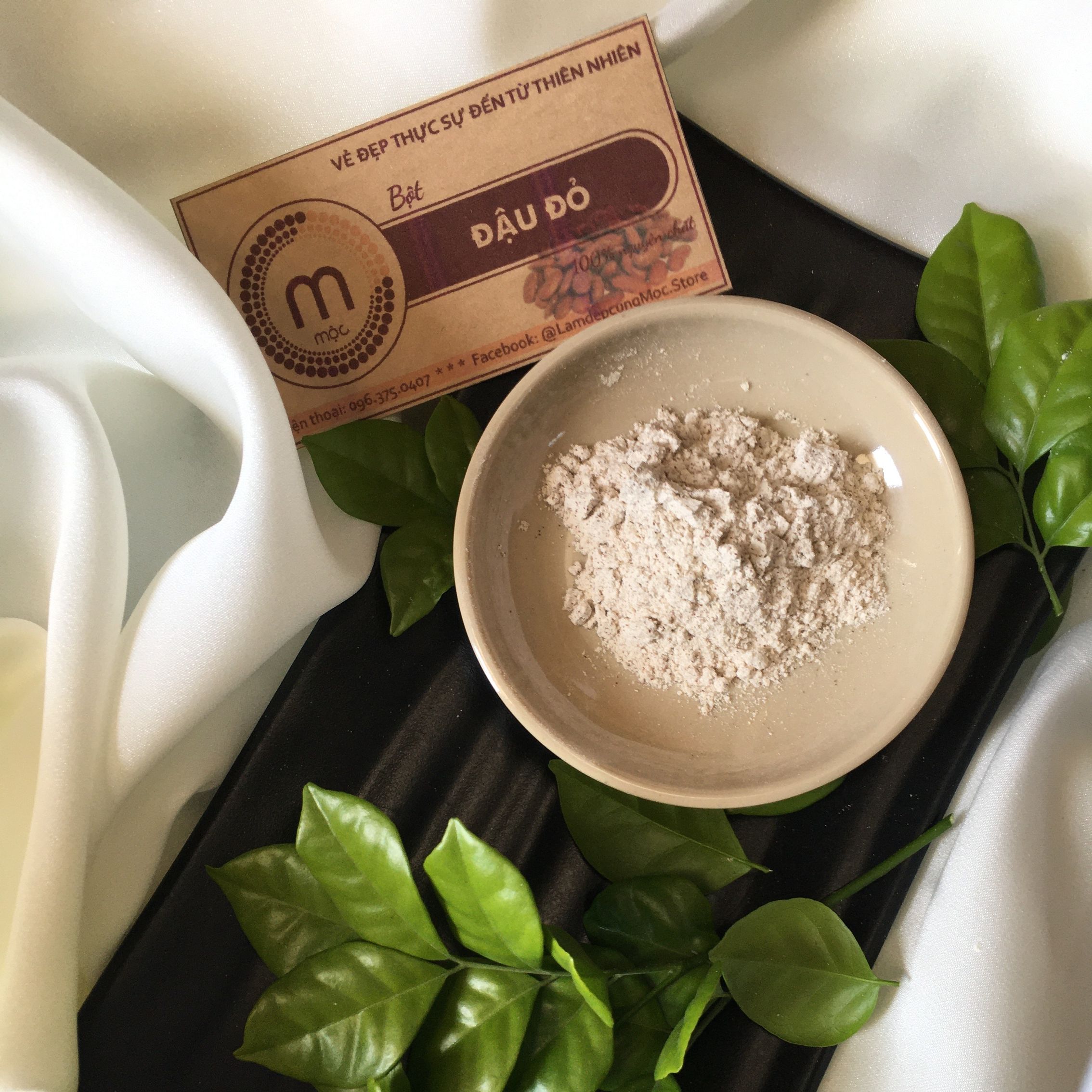 Bột đậu đỏ đắp mặt nạ MỘC dưỡng ẩm trắng da ngăn ngừa mụn hiệu quả nguyên chất túi dùng thử 10g và chai 100ml chính hãng